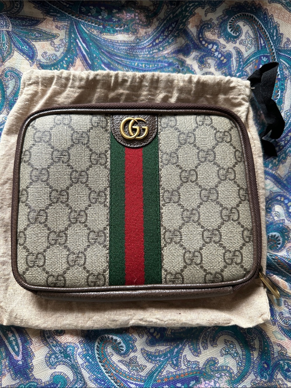 Gucci Beige Monogram Web Stripe GG Small Messenger Bag